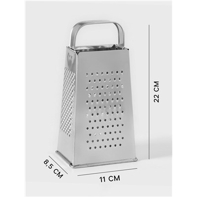 Тёрка КВАРЦ «Универсал», 4 грани, 11×8.5×22 см, металл, серебристая