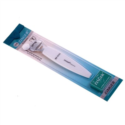 Zinger Тёрка для педикюра с бритвой / Classic SIS-28, лезвия в комлекте, белый, 14,5 см 1719