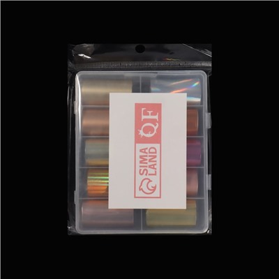 Фольга для ногтей, 4×40 см, 10 шт., в органайзере, МИКС