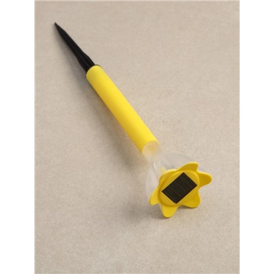 Садовый светильник «Цветок жёлтый», уличный, на солнечной батарее, 6×29×6 см, 1 LED, свечение белое