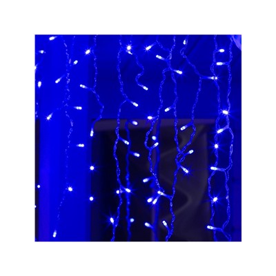 Гирлянда «Бахрома» 3×0.9 м, IP44, УМС, прозрачная нить, 232 LED, свечение синее, 220 В