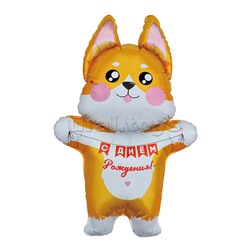 Шар (41''/104 см) Фигура, Корги на День Рождения, 1 шт. в уп.