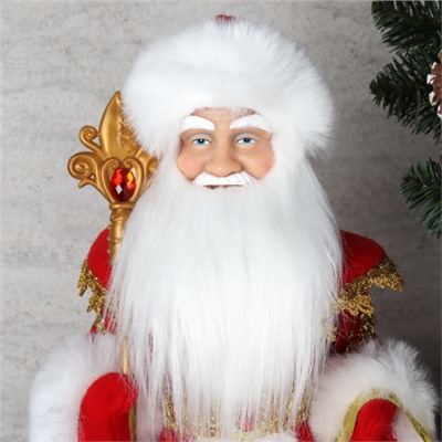 Фигурка Дед Мороз 40 см красный кафтан / 1315-16 /уп 18/ музыкальный