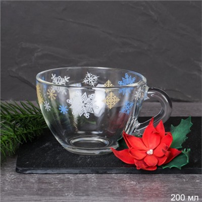 Кружка 200 мл "Снежинки" / Д1416/116 /уп 24/ Новогодняя