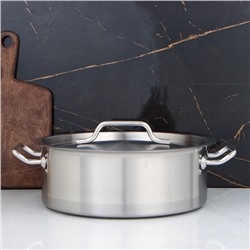 УЦЕНКА Котел 10 л, тройное дно d=320 h=120, ИНДУКЦИЯ, нержавеющая сталь, другая крышка