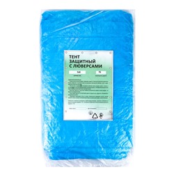 Тент защитный, 5×6 м, плотность 75 г/м², УФ, люверсы шаг 1 м, голубой