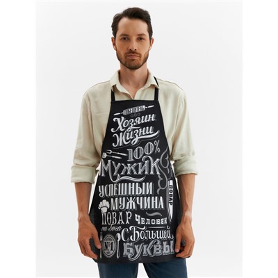 Фартук «Доляна. 100% Мужик», черный, 70×60 см,100% хлопок, рогожка 160 г/м²