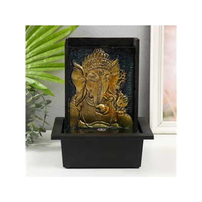 Фонтан настольный с подсветкой «Портрет Ганеша с цветком руке», от сети, 21×17×27 см