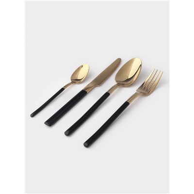 Столовые приборы Magistro «Версаль», 4 предмета, нержавеющая сталь, золотистые, чёрные