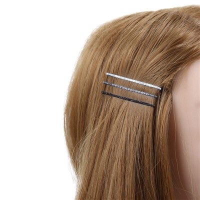 Невидимки для волос блестящие, Набор 24 штуки, длина 5 см.