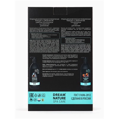 Подарочный набор мужской DREAM NATURE SPA CARE «Сила льда», шампунь 500 мл, гель для душа 500 мл