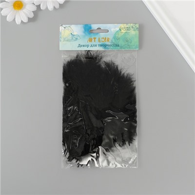 Перо декоративное гусиное пуховое "Чёрное" набор 100 шт h=10-15 см