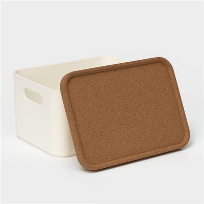 Корзина для хранения Korely maxi, 2,4 л, 23,5×16,5×13,5 см, с крышкой, цвет слоновая кость