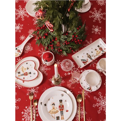 Чайная пара новогодняя «Сказочный бал.Щелкунчик», 2 предмета: чашка 210 мл, блюдце d=15.5 см, фарфор, белая