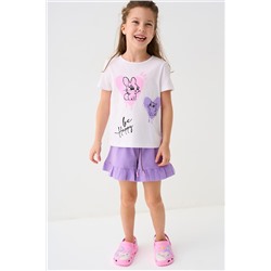 Комплект трикотажный для девочек: фуфайка (футболка), шорты PLAYTODAY, 1240035