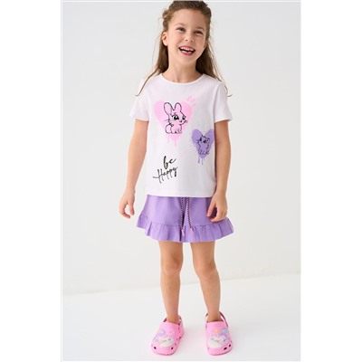 Комплект трикотажный для девочек: фуфайка (футболка), шорты PLAYTODAY, 1240035