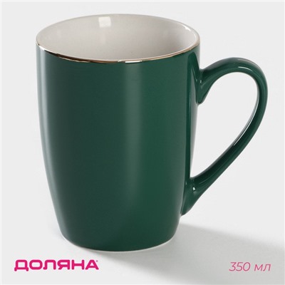 Кружка Доляна «Изумруд. Линия», 350 мл, фарфор, зелёная