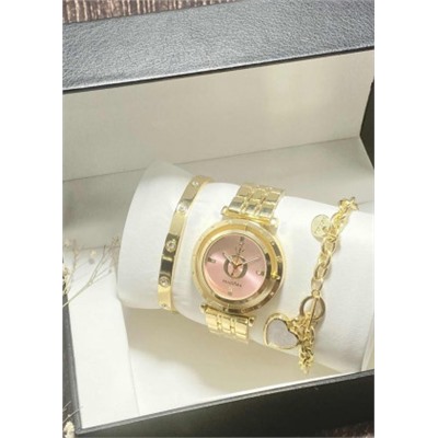 Подарочный набор для женщин часы, 2 браслета + коробка #22852952
