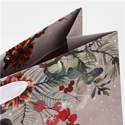 Пакет подарочный новогодний крафтовый «Заветные мечты», L 40×31×11.5 см