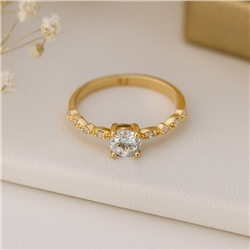 Кольцо 16 р коллекция "Xuping" покрытие позолота, вставка: фианиты, цвет: прозрачный, арт.101.314-16