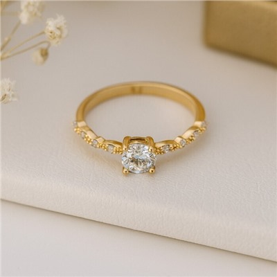 Кольцо 17 р коллекция "Xuping" покрытие позолота, вставка: фианиты, цвет: прозрачный, арт.101.314-17