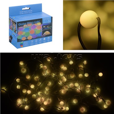 Электрогирлянда светодиодная "Шарики", 7.5м, 50 ламп, пульт,USB, меняет цвет