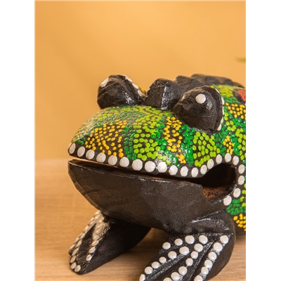 Сувенирный музыкальный инструмент Трещотка «Лягушка», 16×8×8 см, дерево албезия