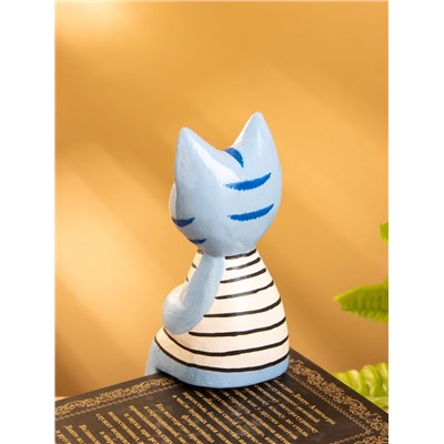 Сувенир «Кот сидячий», 6×6×15 см, дерево, голубой