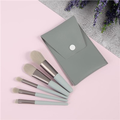 Набор кистей для макияжа «Парфе», 5 предметов, футляр на кнопке, цвет серый