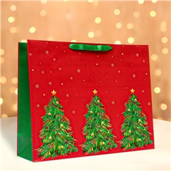 Пакет подарочный новогодний ламинированный «Ёлки», 50×40×15 см