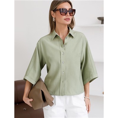 Блузка с широкими рукавами 3/4 из плотного лиоцелла