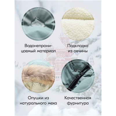 Куртка парка зимняя подростковая для мальчика с капюшоном и мехом цвета хаки 9447Kh