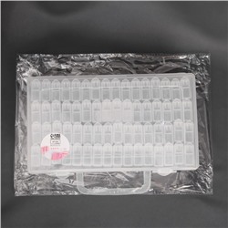 Органайзер для хранения мелочей, 64 баночки, 13×22×5 см, с наклейками, прозрачный