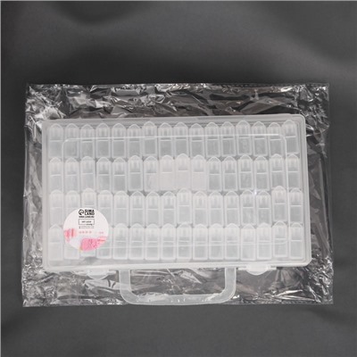 Органайзер для хранения мелочей, 64 баночки, 13×22×5 см, с наклейками, прозрачный
