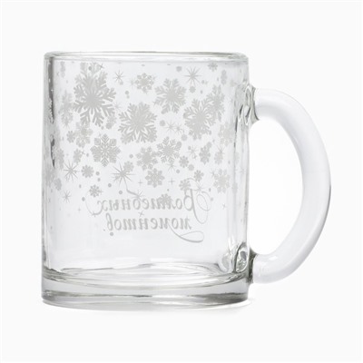 Кружка стеклянная новогодняя «Снежинки», 300 мл