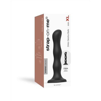 Черная насадка Strap-On-Me Dildo Geisha Balls size XL