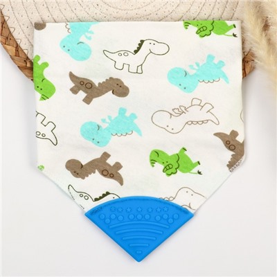 Нагрудник-бандана/слюнявчик для кормления непромокаемый с прорезывателем на кнопке, голубой, МИКС