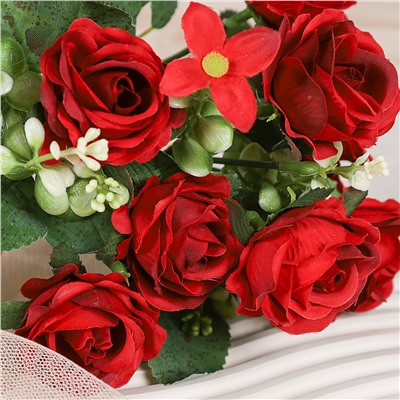 Цветок искусственный Букет роз 28 см / BR-28 /уп 1200/ (Бело-розовый )