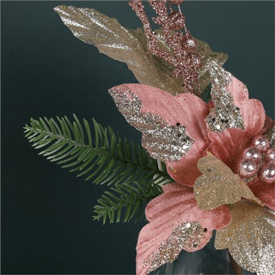 Цветок декоративный Пуансеттия 45 см / GLX01-2421 /уп 480/