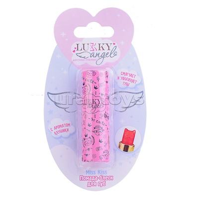 Сияющая помада-блеск Lukky Angel Miss Kiss для губ, 3,4 гр, цвет красный, блистер