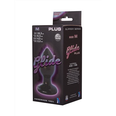 Черный анальный плаг Glide M - 10,3 см.