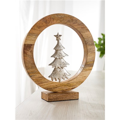 Сувенир интерьерный в деревянном кольце «Ёлка», 30×8×33 см