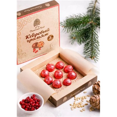 Кедровый грильяж с клюквой / редизайн / 120 г / Сибирский кедр