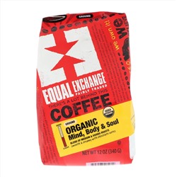 Equal Exchange, Органический кофе, разум, тело и душа, молотый, 12 унц. (340 г)