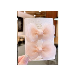 Бант-зажим для волос набор 2 штуки / YIW-19 /уп 1/пудровый