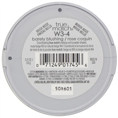 L'Oreal, Румяна True Match Super-Blendable Blush, оттенок W3-4 «Легкий румянец», 6 г