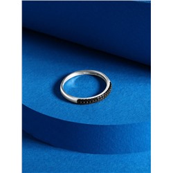 Кольцо из серебра с нат.чёрной шпинелью родированное 925 пробы К-7192р416