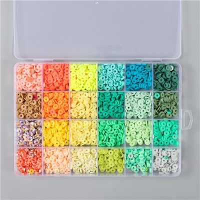 Декор для творчества пластик «Палитра зелёного и жёлтого», d=0.6 см, набор 24 цвета, 18.5×13×2 см