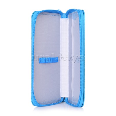 Пенал-косметичка односекционный с блестками 190/100/26 "Голубой"