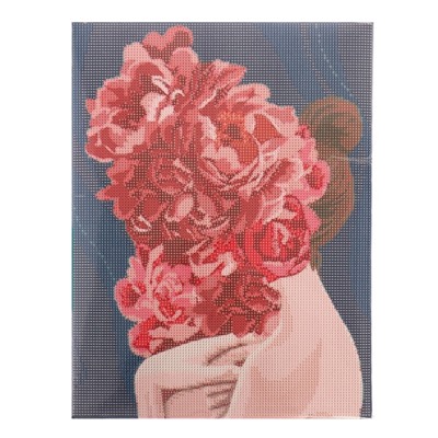 УЦЕНКА Алмазная вышивка на раме с полным заполнением «Девушка с цветами», 30×40 см